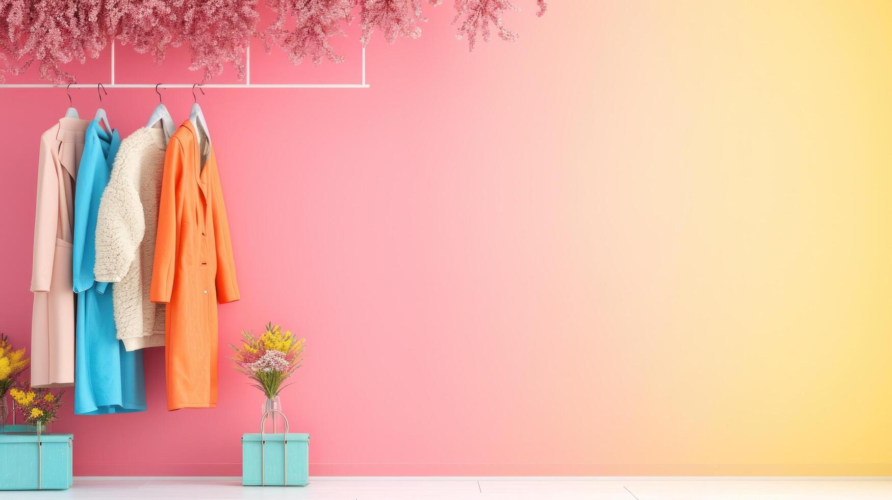 AI generated Fashion store advertisment background with copy space photo