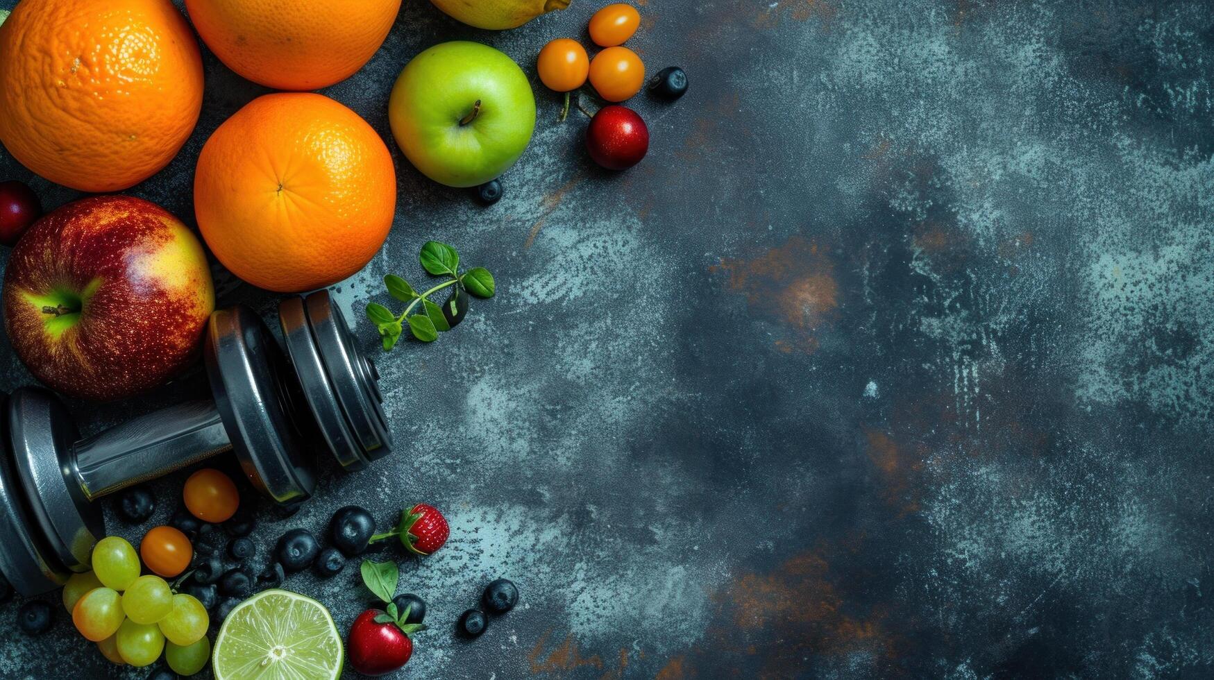 AI generated fitness advertisment background with copy space photo
