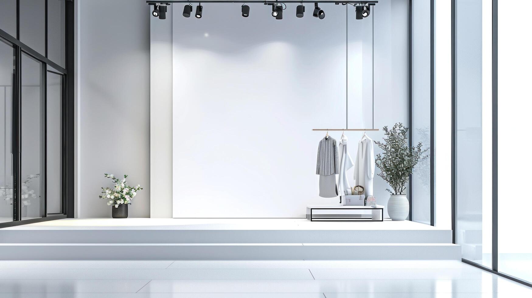 AI generated Fashion store advertisment background with copy space photo