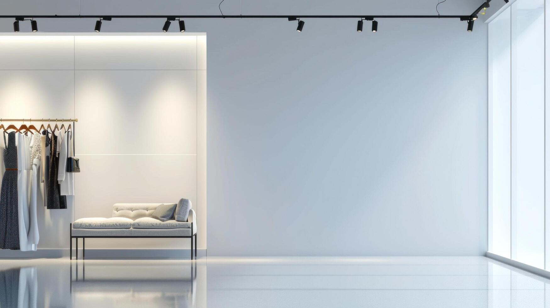 AI generated Fashion store advertisment background with copy space photo