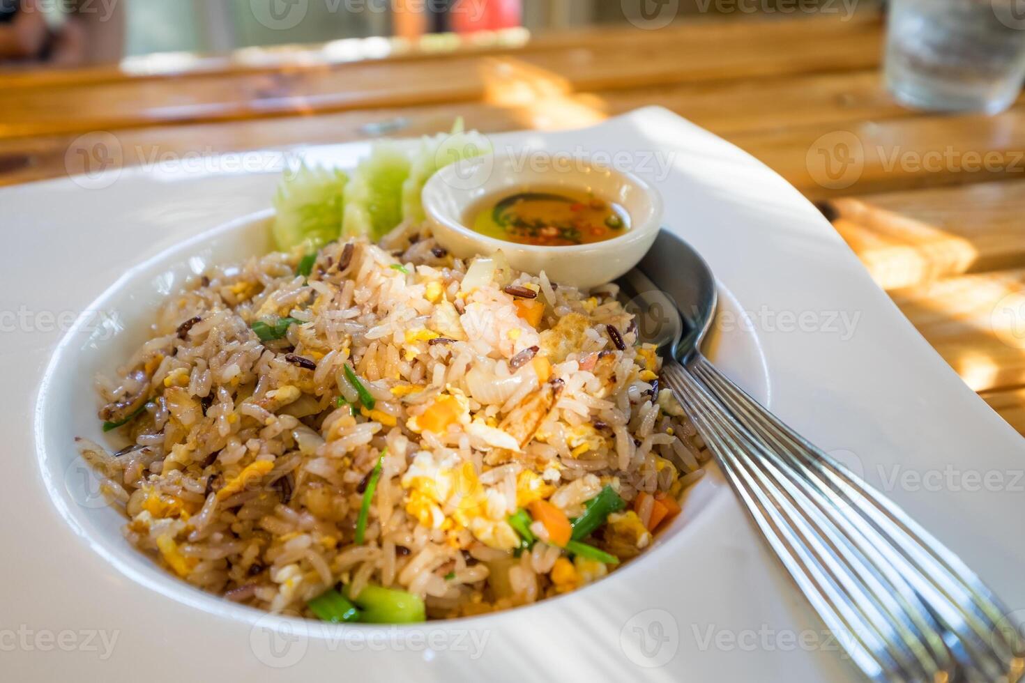 frito arroz cangrejo sabroso vistoso apetitoso foto
