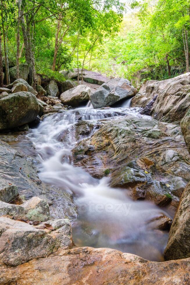 Huai yang waterfall tropical rainforest in national park photo