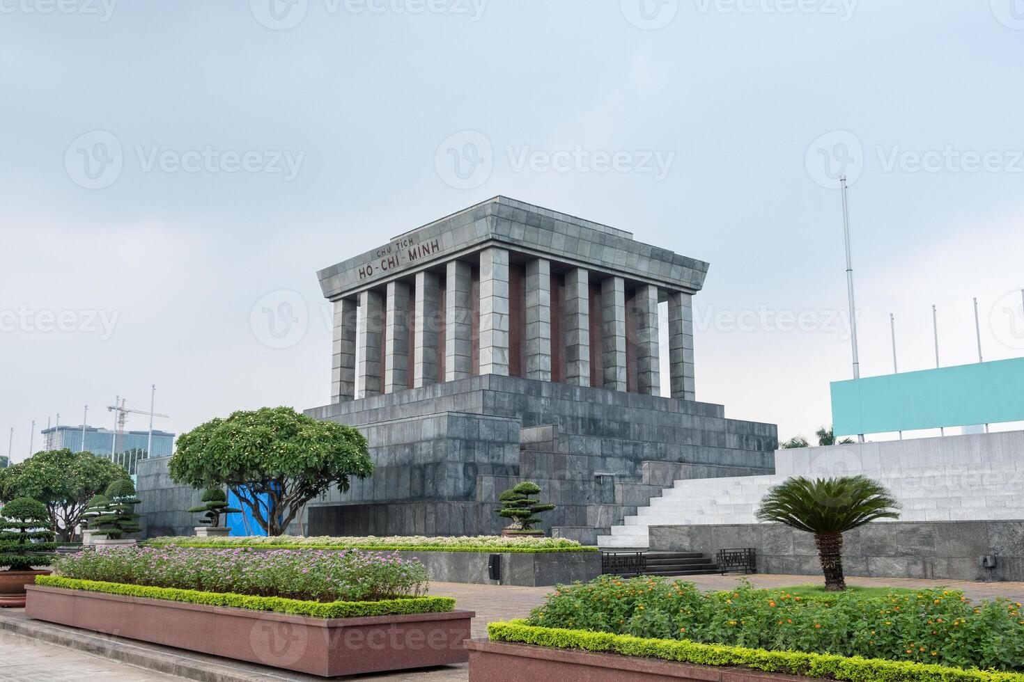 Architecture building Ho Chi Minh Mausoleum place of revolutionary leader in center of Ba Dinh Square photo