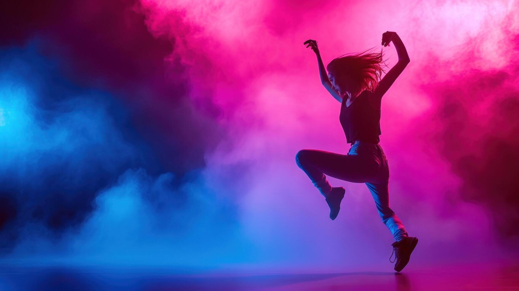 AI generated Hip hop dancing class advertisment background with copy space photo
