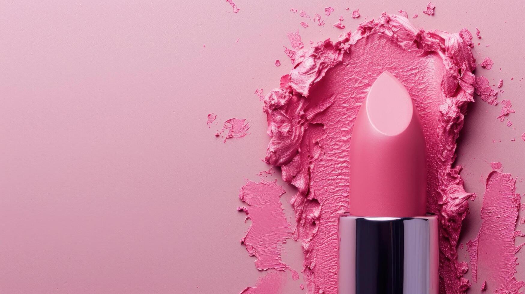 AI generated Lipstick advertisment background with copy space photo