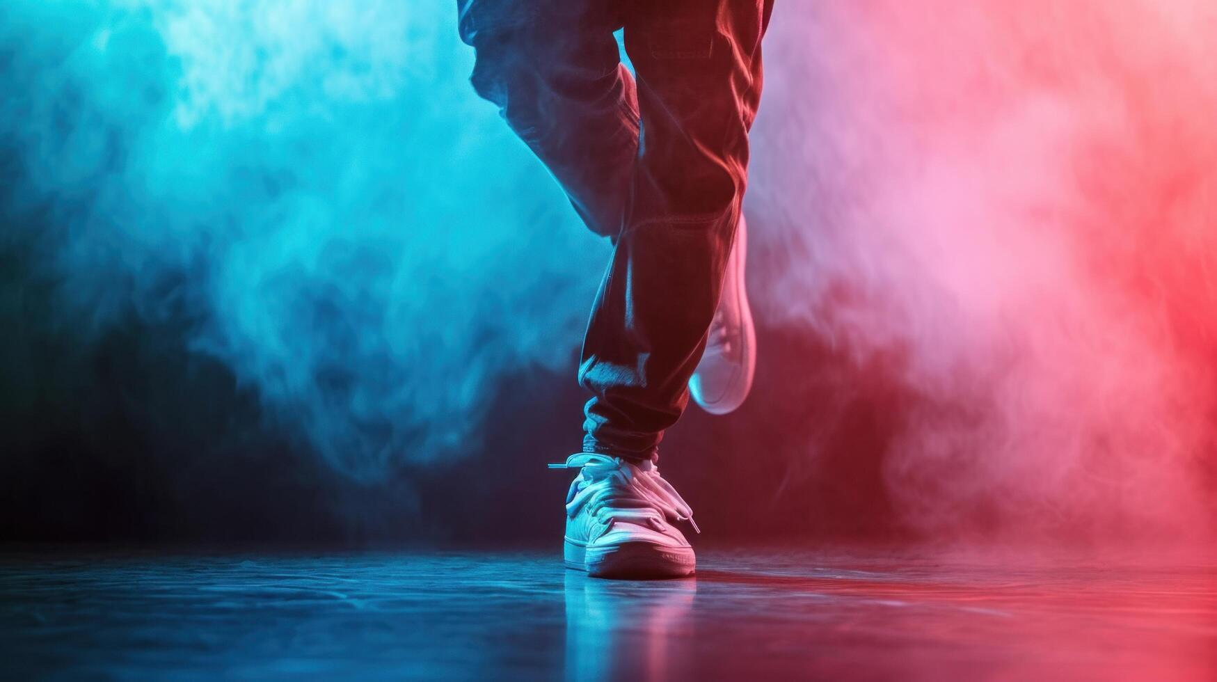 AI generated Hip hop dancing class advertisment background with copy space photo