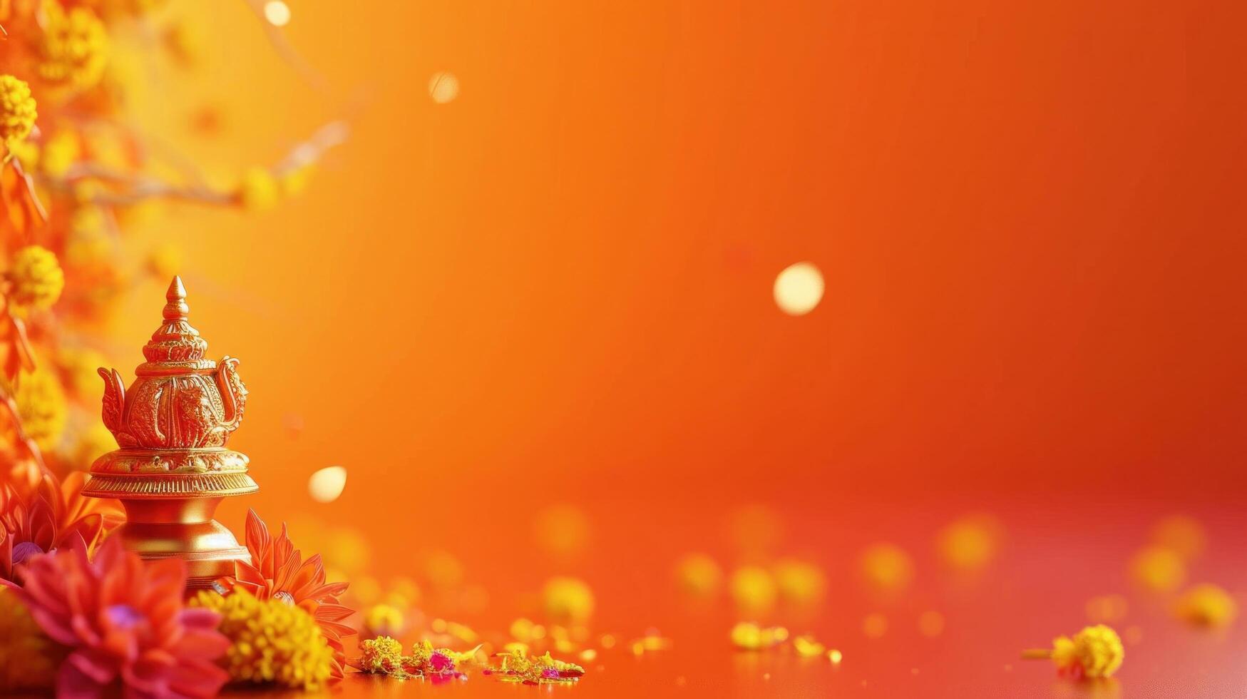 AI generated Gudi Padwa advertisment background with copy space photo