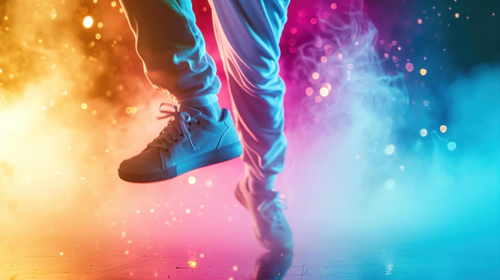 AI generated Hip hop dancing class advertisment background with copy space photo