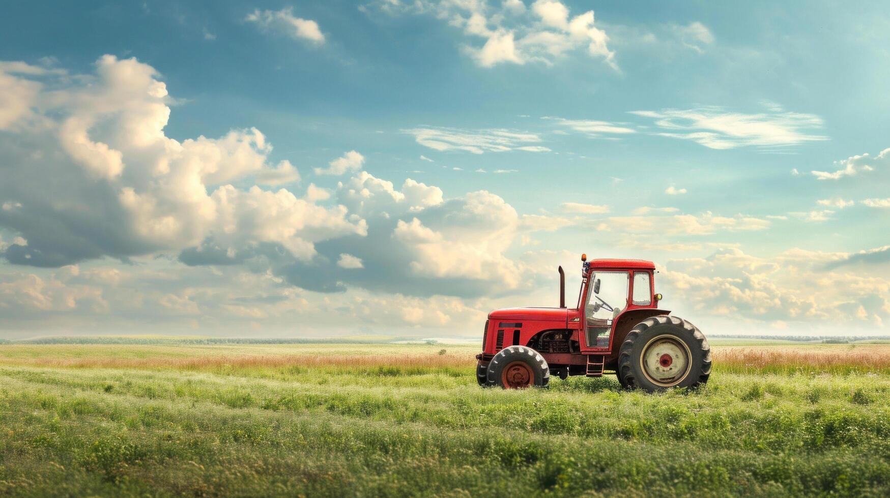 AI generated Farm tractor advertisment background with copy space photo