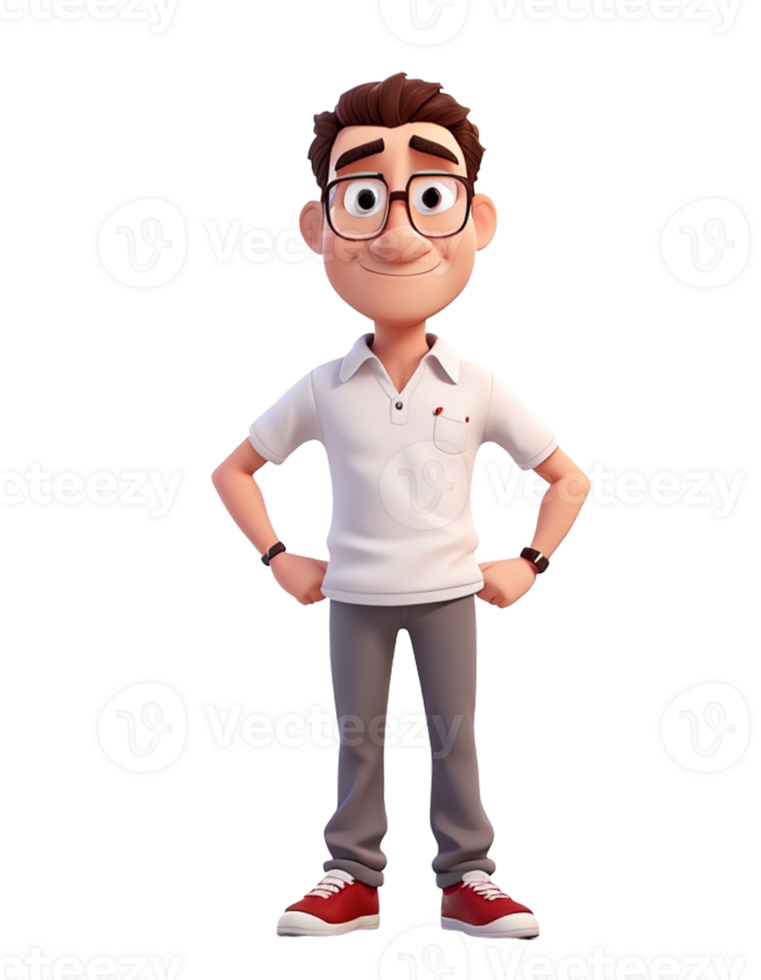 AI generated Man 3d cartoon on transparent  background png