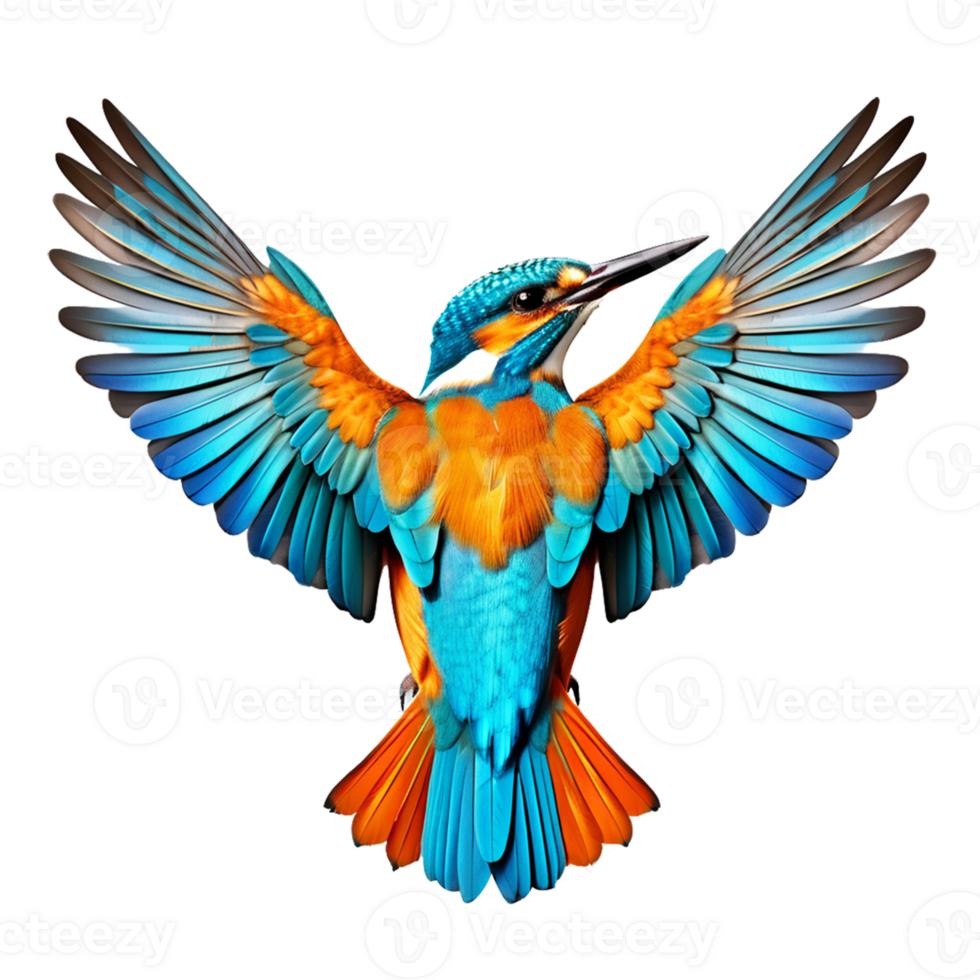 AI generated Kingfisher back view wings on transparent background png