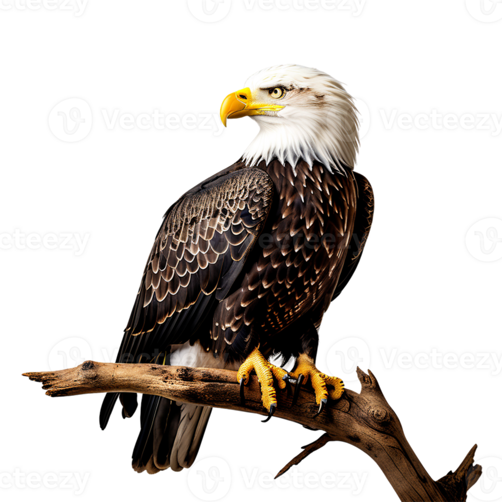 AI generated Bald eagle sitting on transparent background png