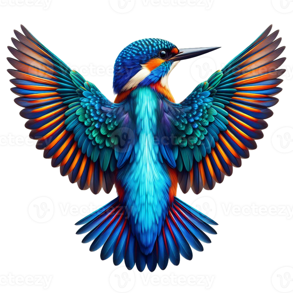 AI generated Kingfisher back view wings on transparent background png