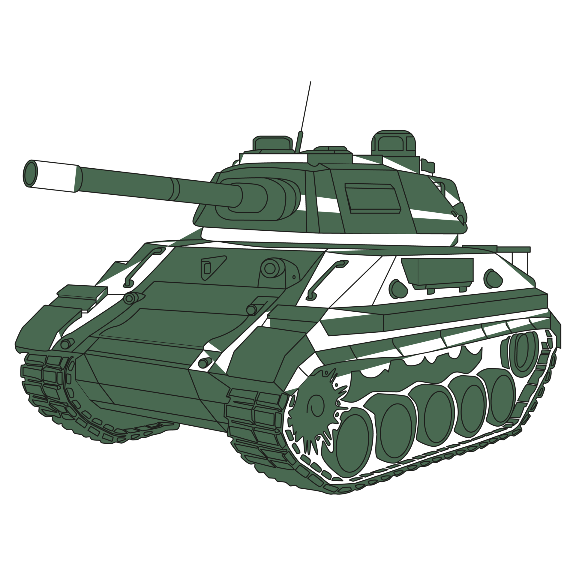 Main battle tank green doodle. Armored fighting vehicle. Special