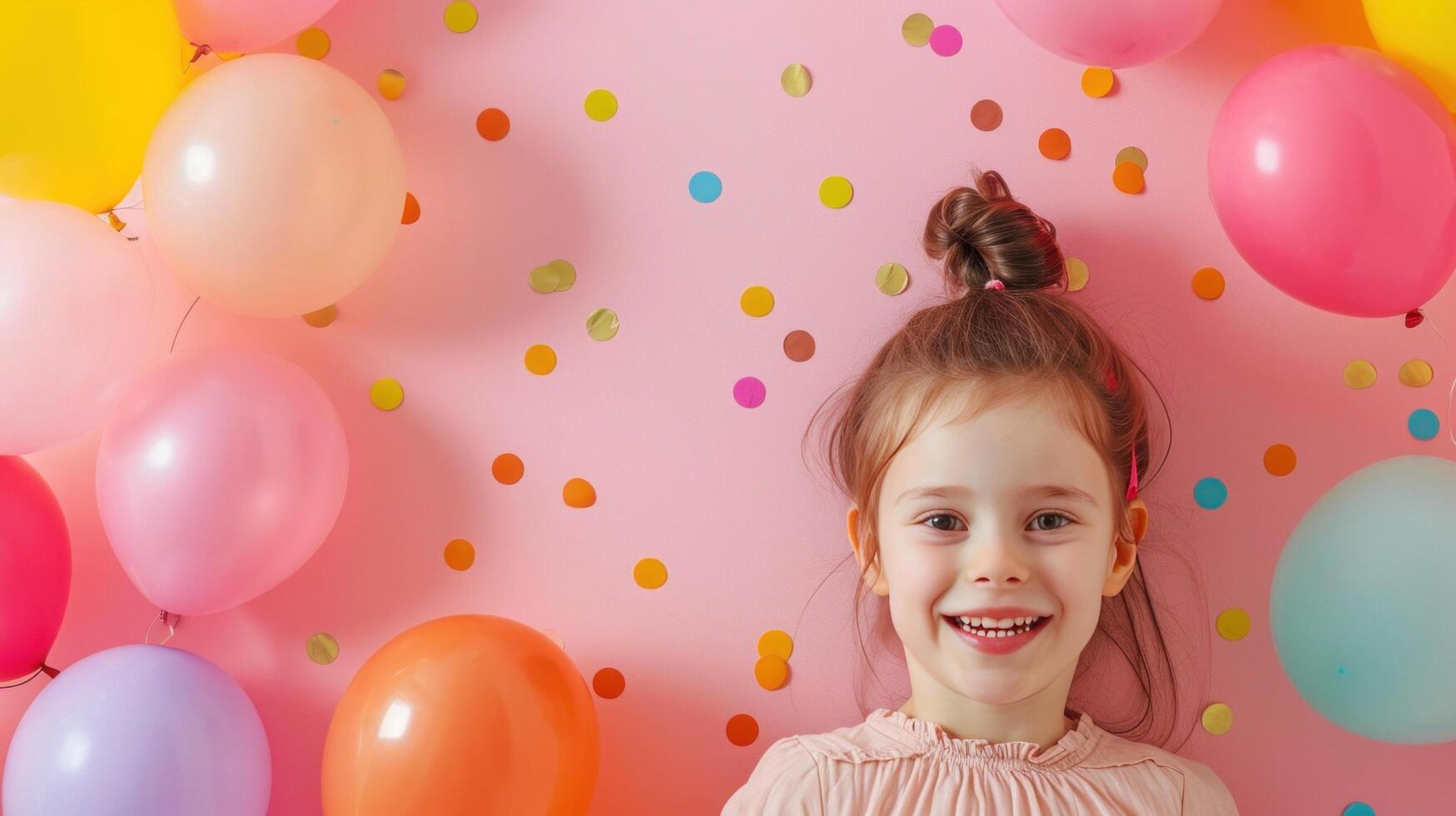 AI generated Kids party advertisment background with copy space photo