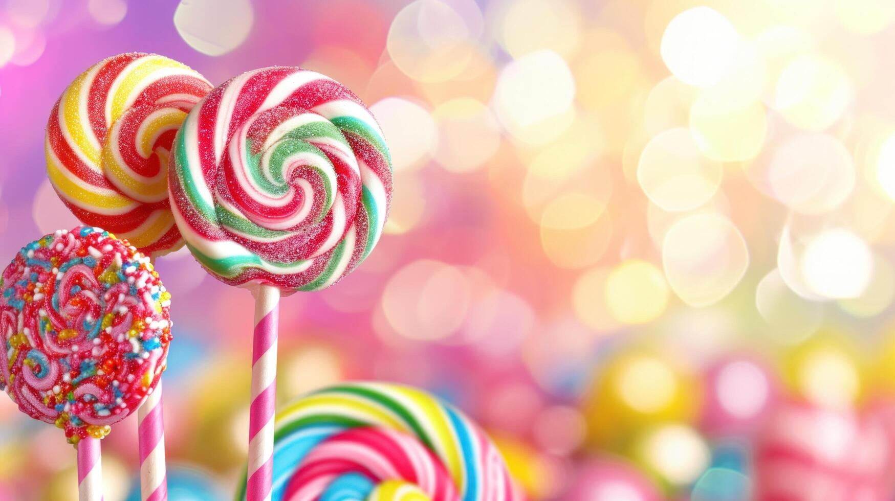 AI generated lolly pop advertisment background with copy space photo