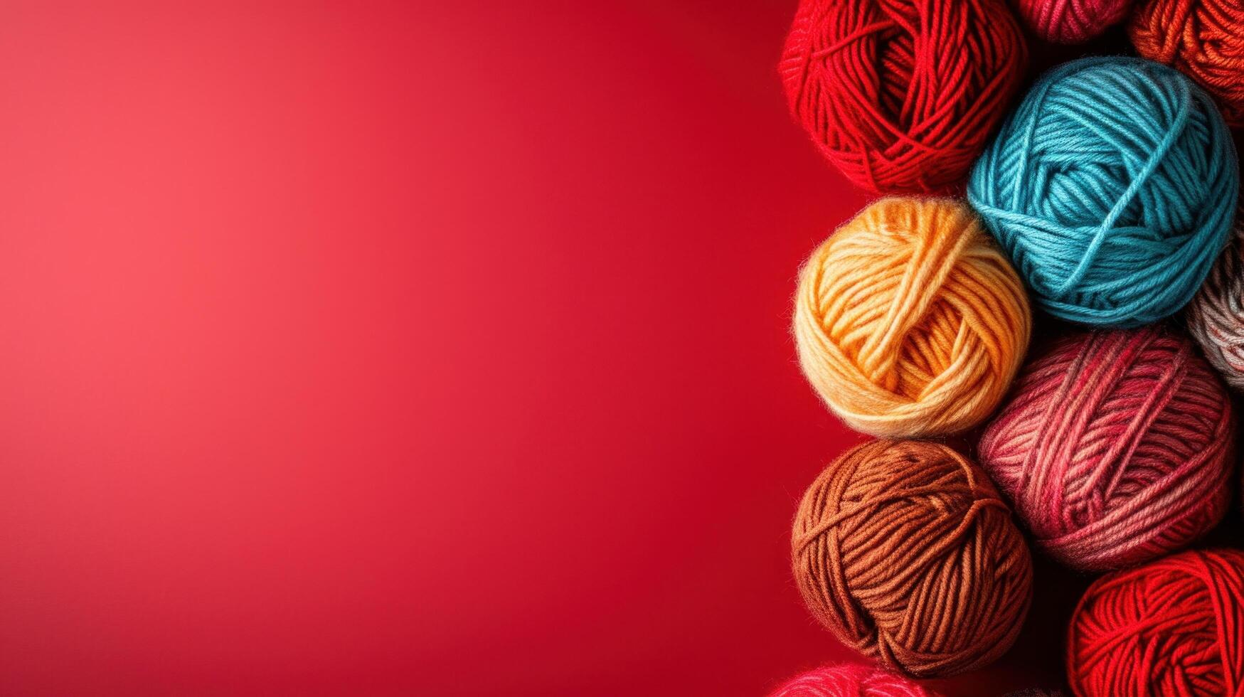 AI generated knitting advertisment background with copy space photo