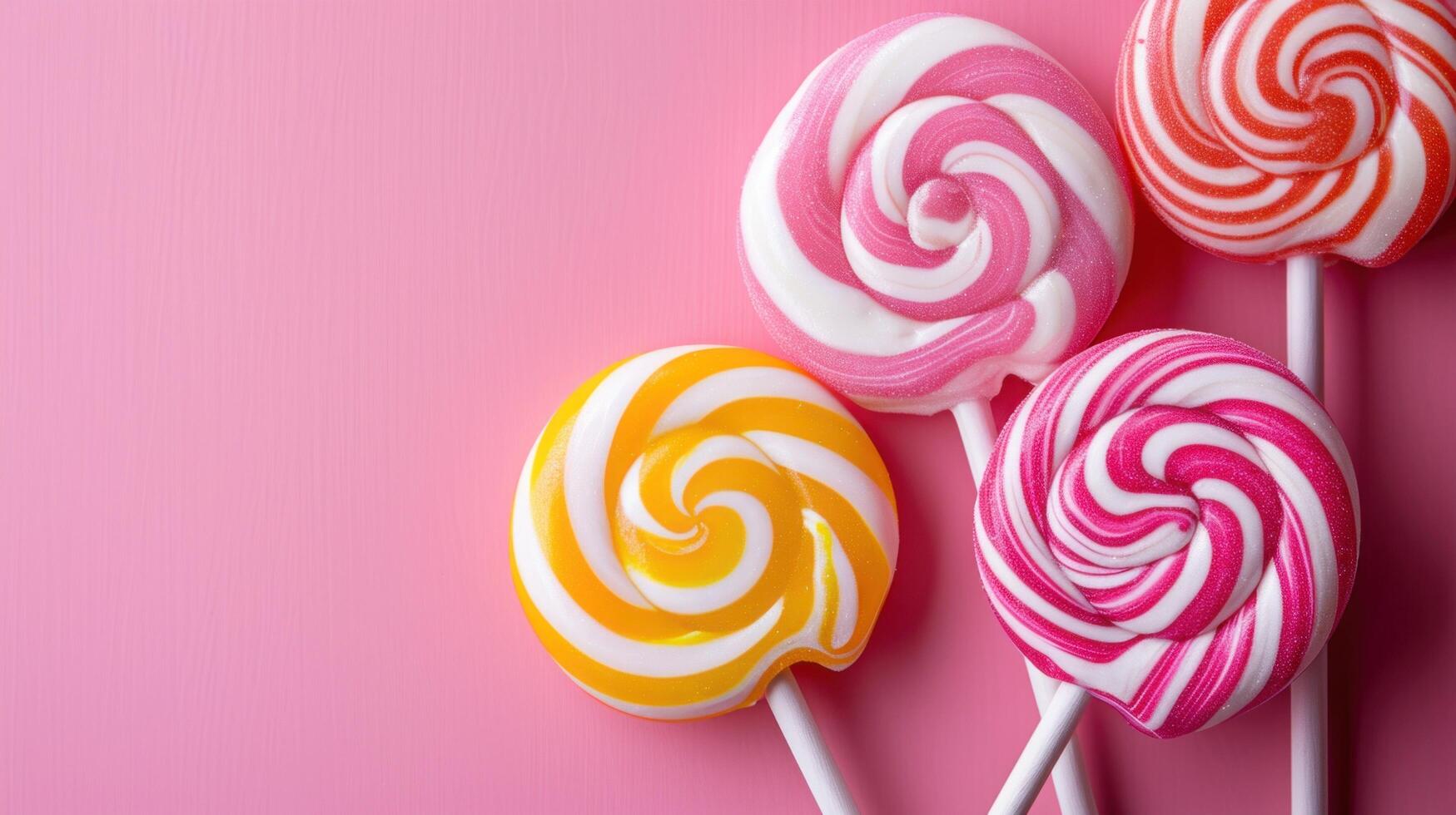 AI generated lolly pop advertisment background with copy space photo