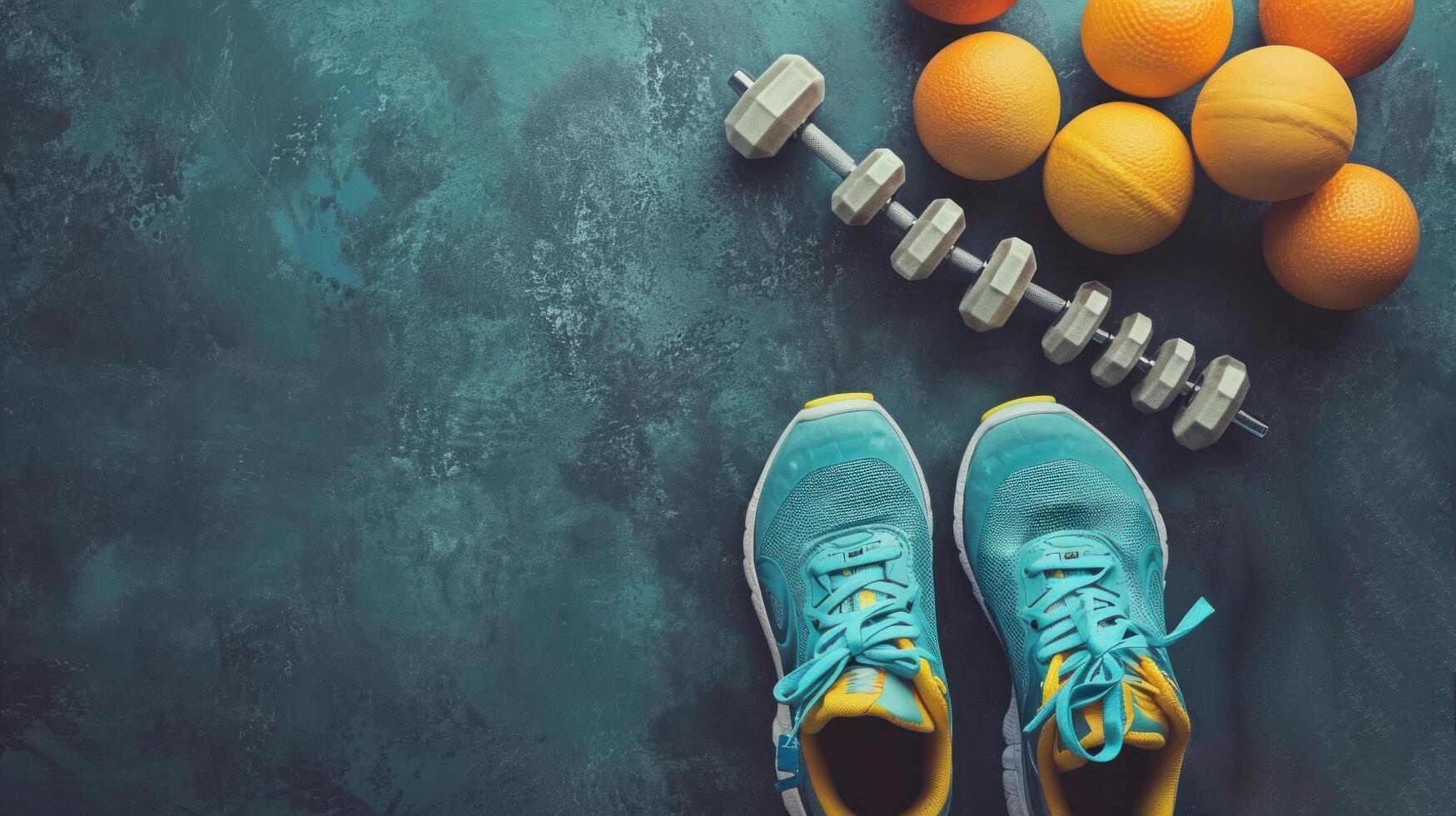 AI generated fitness advertisment background with copy space photo