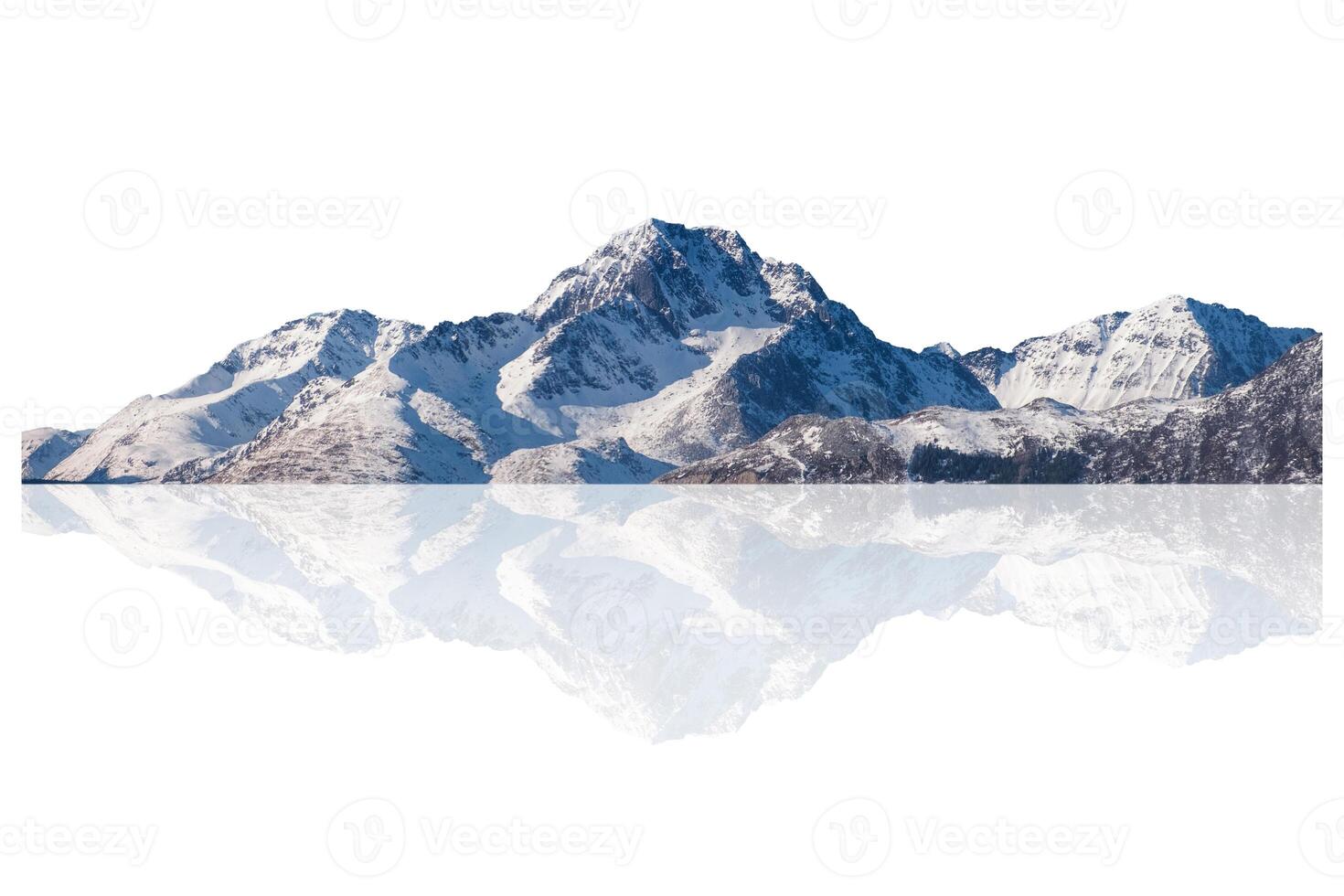 Snowy mountain range on winter at Lofoten islands photo