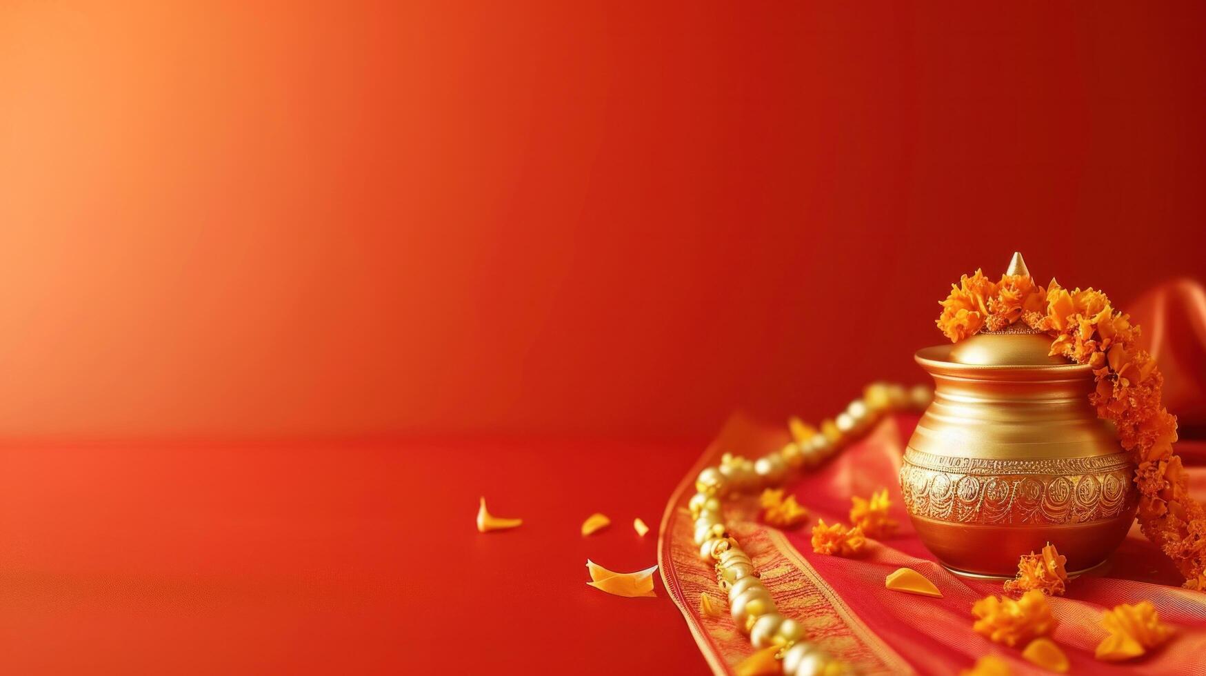 AI generated Gudi Padwa advertisment background with copy space photo