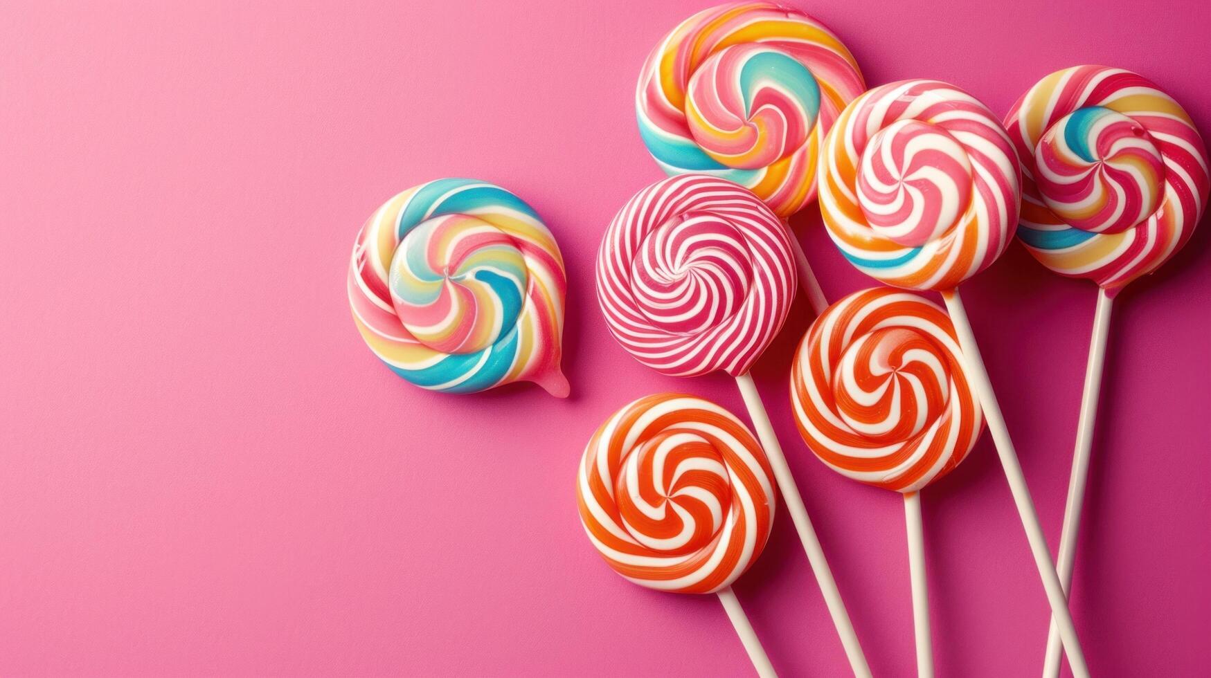 AI generated lolly pop advertisment background with copy space photo