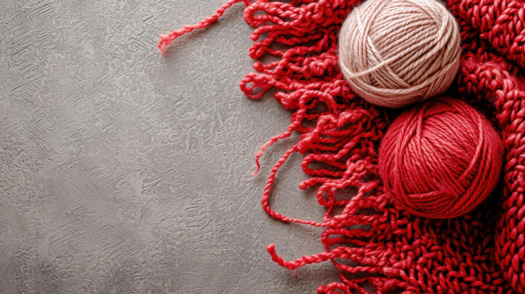 AI generated knitting advertisment background with copy space photo