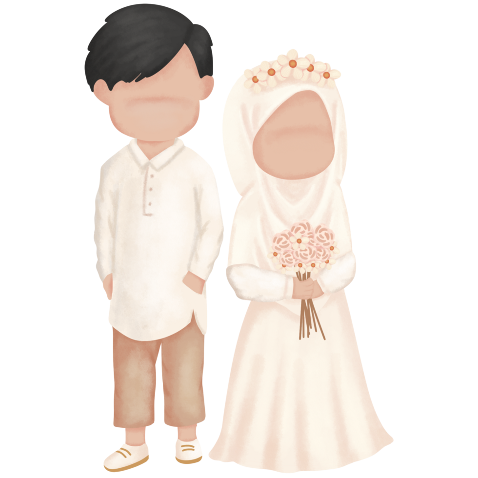 Illustration of muslim wedding couple png