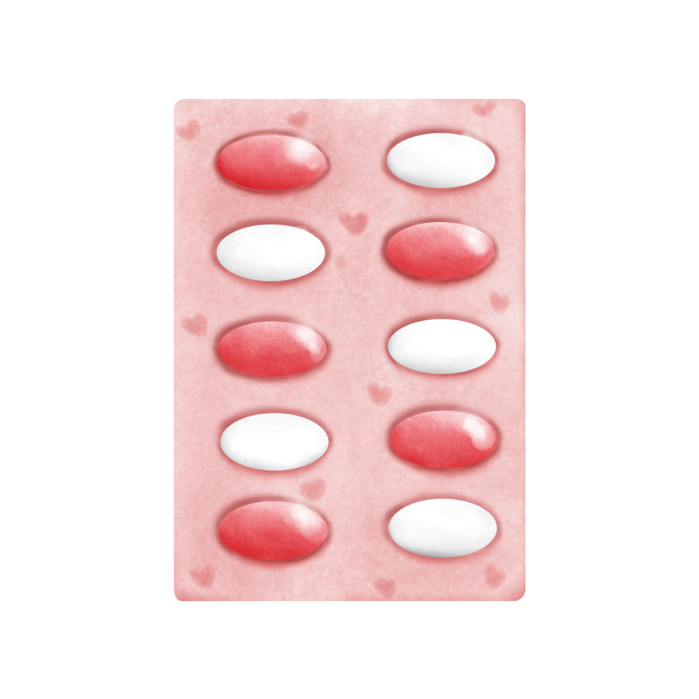 Red and White Pills in Pack Illustration png