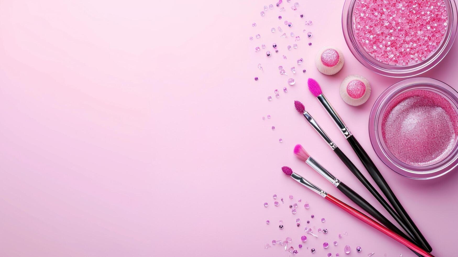 AI generated Make up products advertisment background with copy space photo