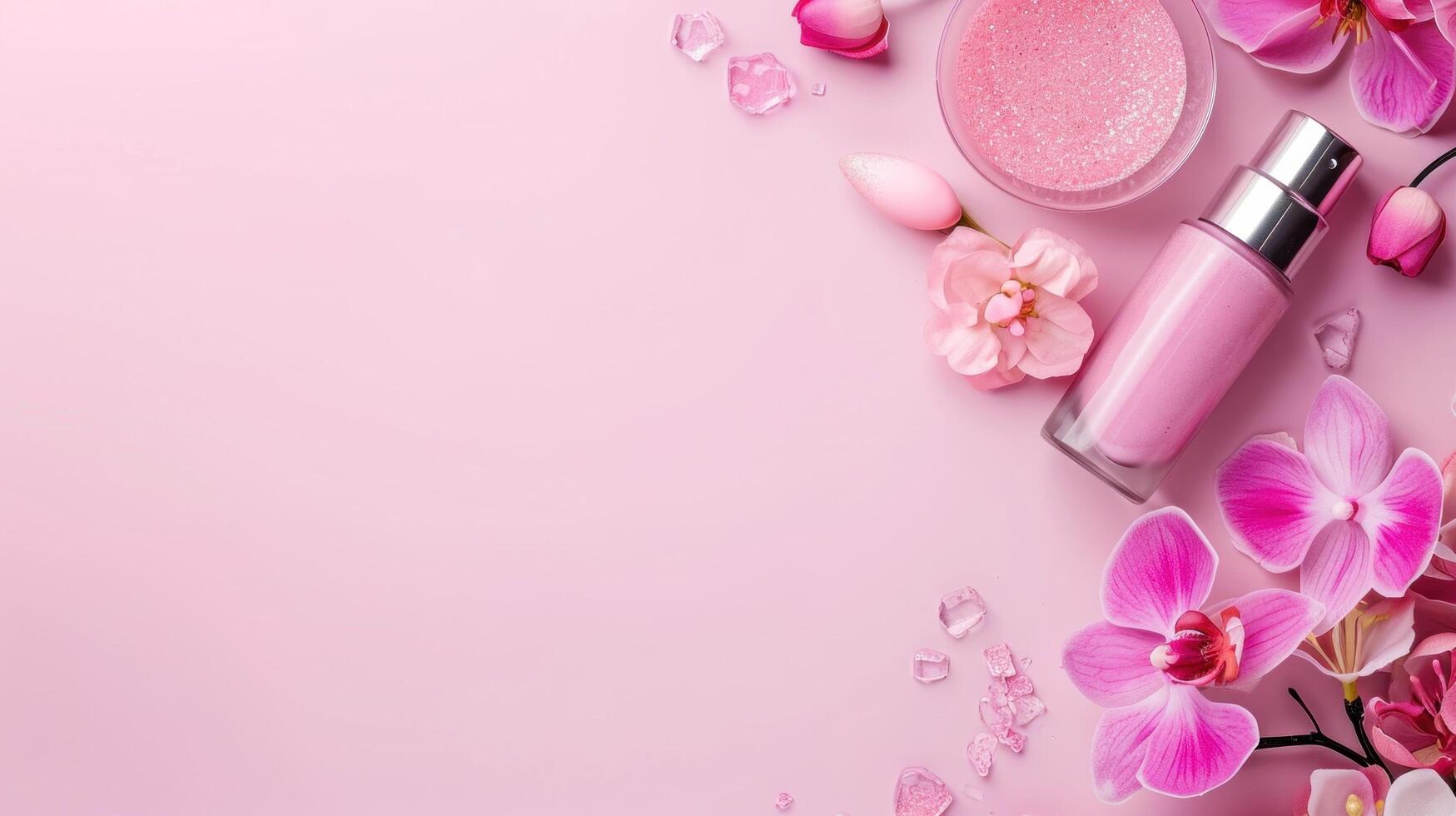 AI generated Nail polish advertisment background with copy space photo