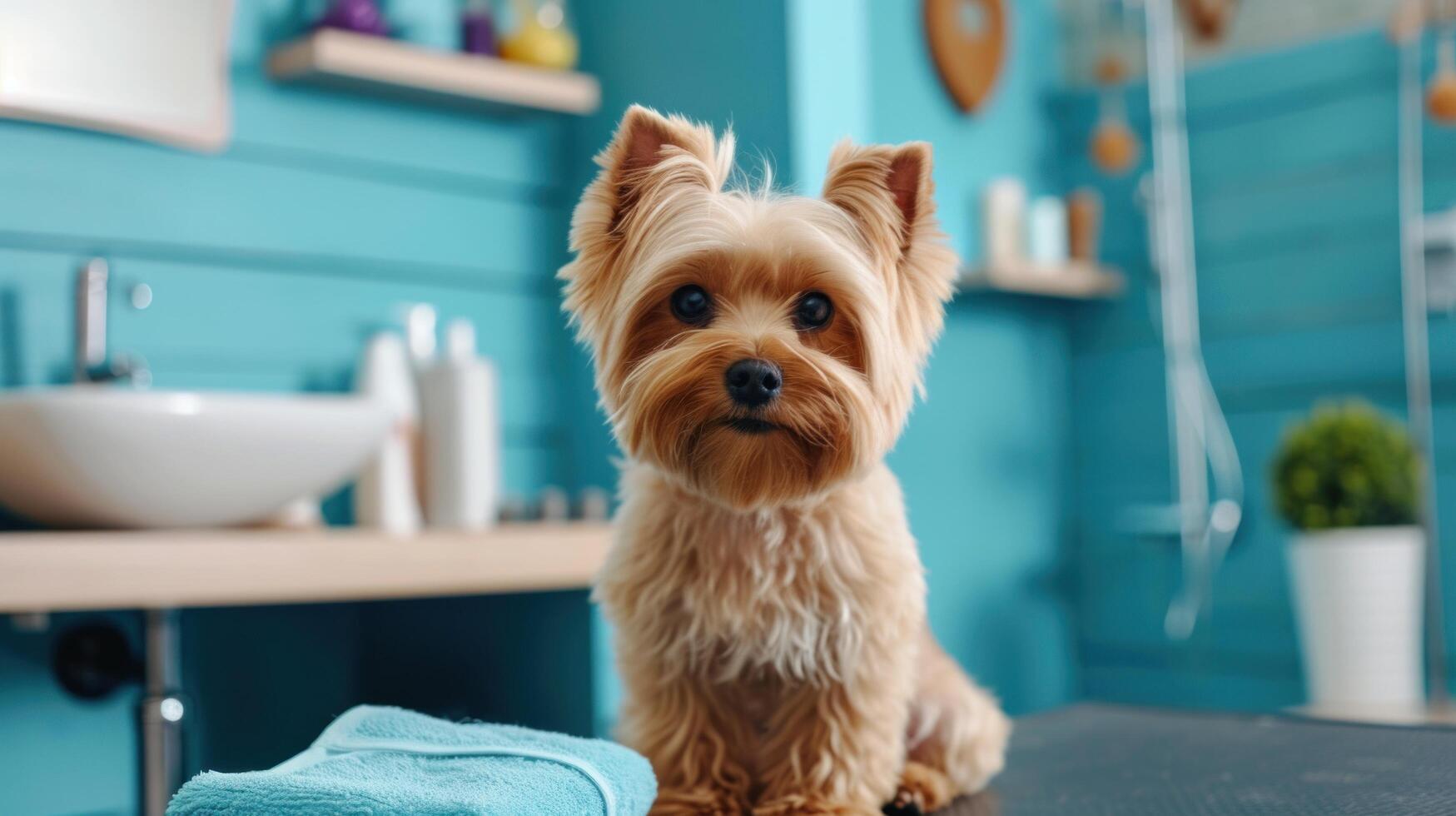 ai generado mascotas aseo Anuncio antecedentes con Copiar espacio foto