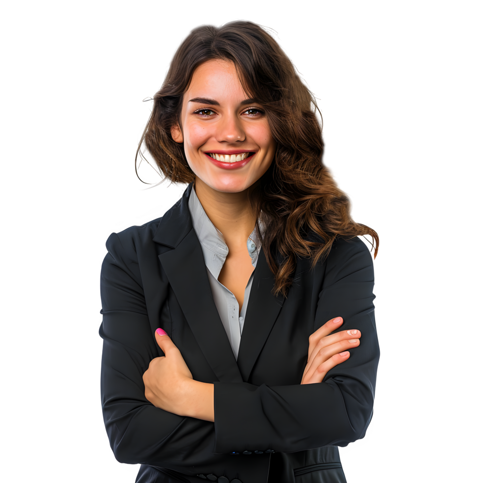 AI generated Happy Businesswoman with Crossed Arms on Transparent Background. Generative AI png