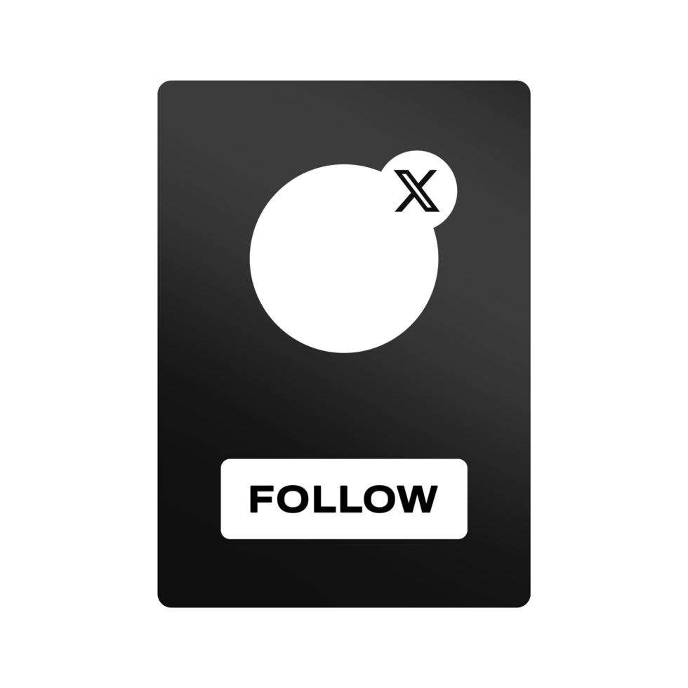 New Twitter X Modern Lower Third Follow Button on Transparent Background png