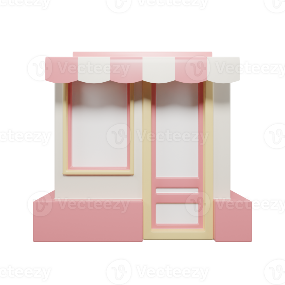 3d render store building illustration on isolated background png