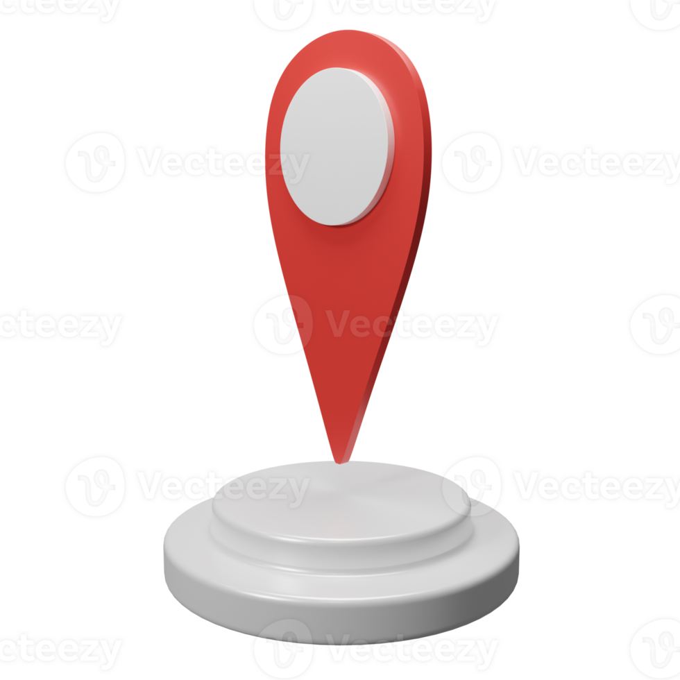 3d render GPS location illustration icon with podium on isolated background png