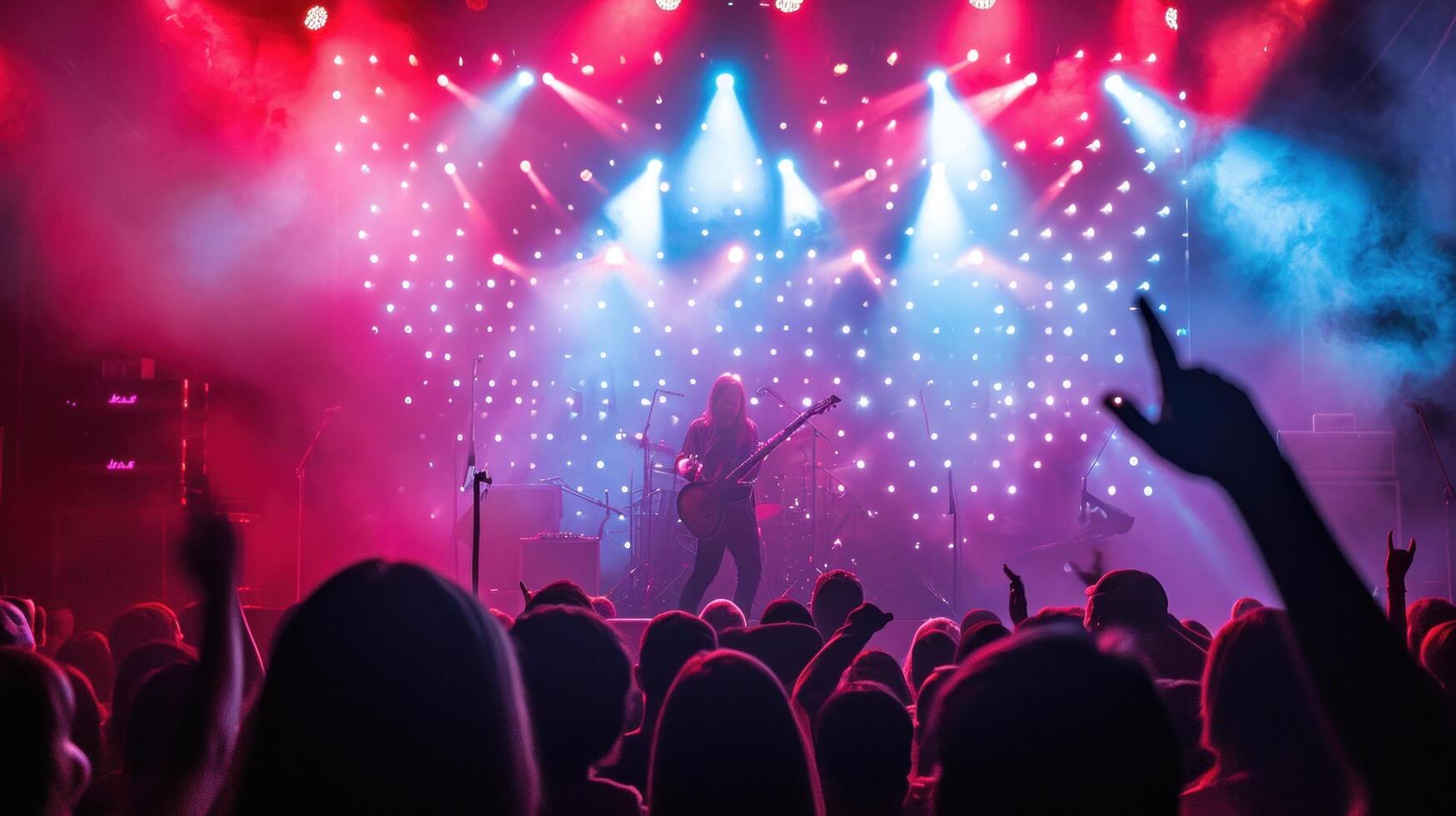 AI generated Rock star concert advertisment background with copy space photo