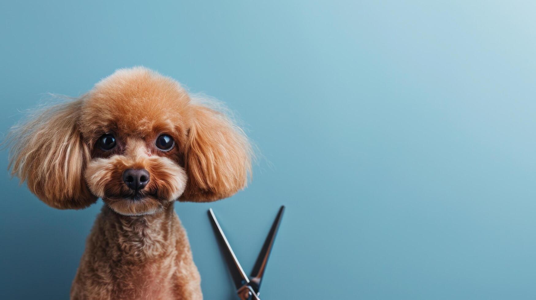 AI generated Pets grooming advertisment background with copy space photo