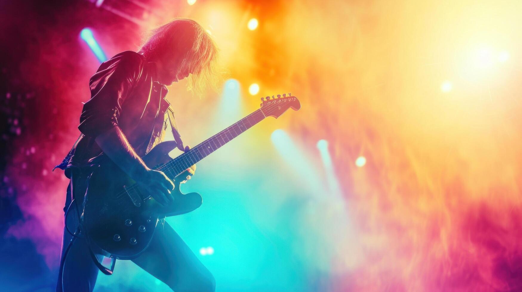 AI generated Rock star concert advertisment background with copy space photo