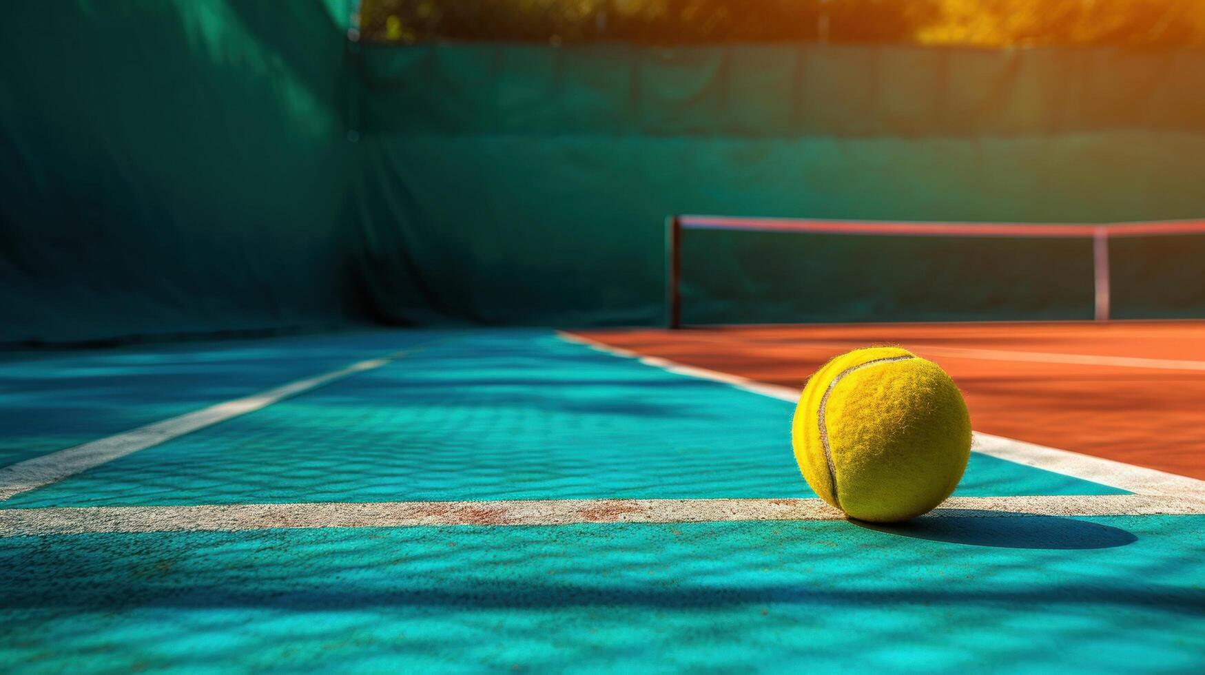 AI generated tennis advertisment background with copy space photo