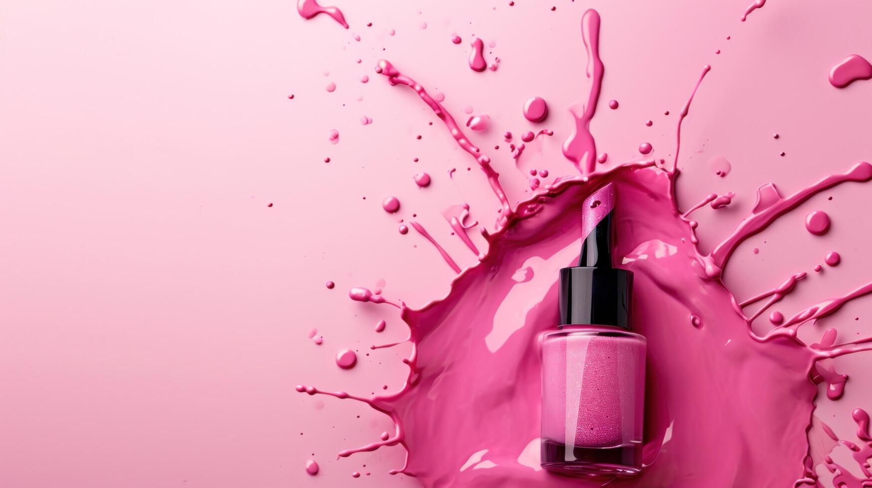 AI generated Nail polish advertisment background with copy space photo