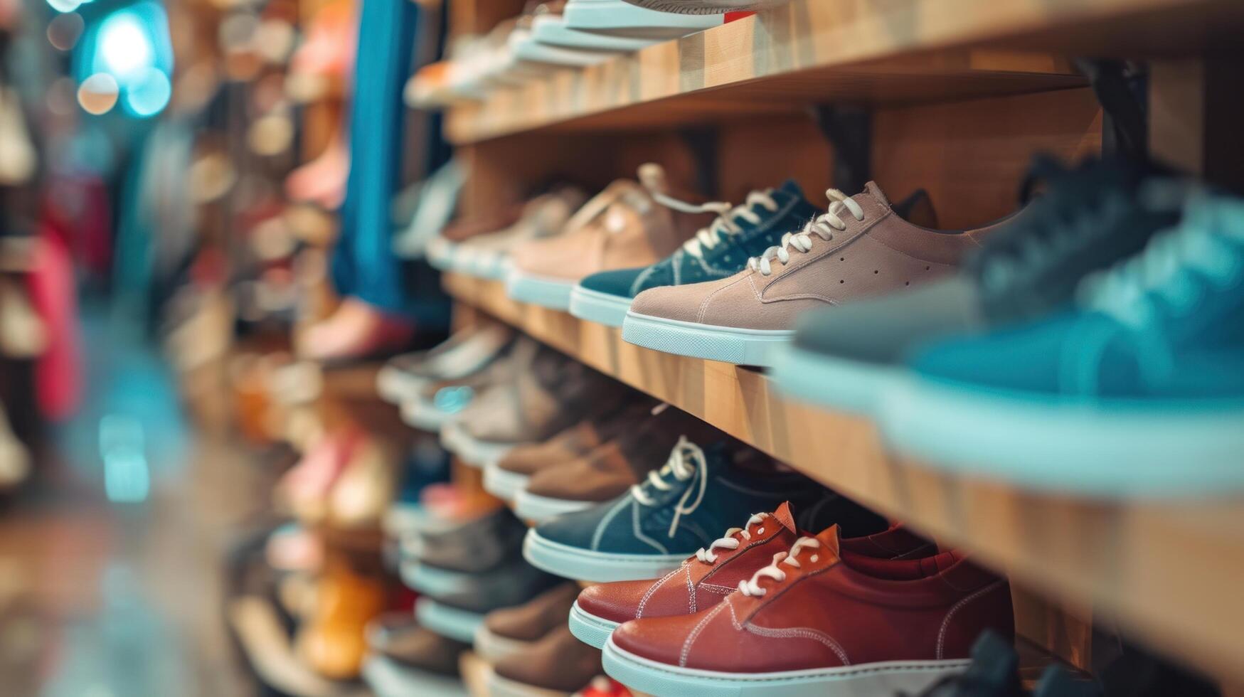 ai generado Zapatos Tienda Anuncio antecedentes con Copiar espacio foto