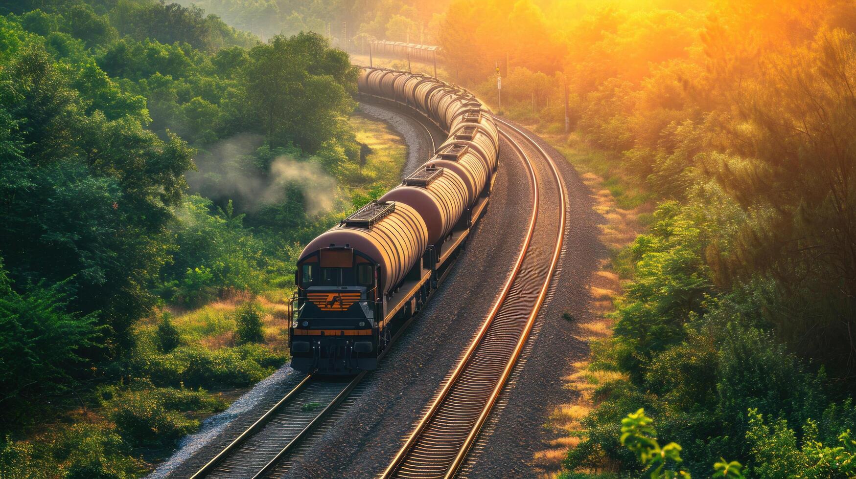 AI generated Train delivery advertisment background with copy space photo