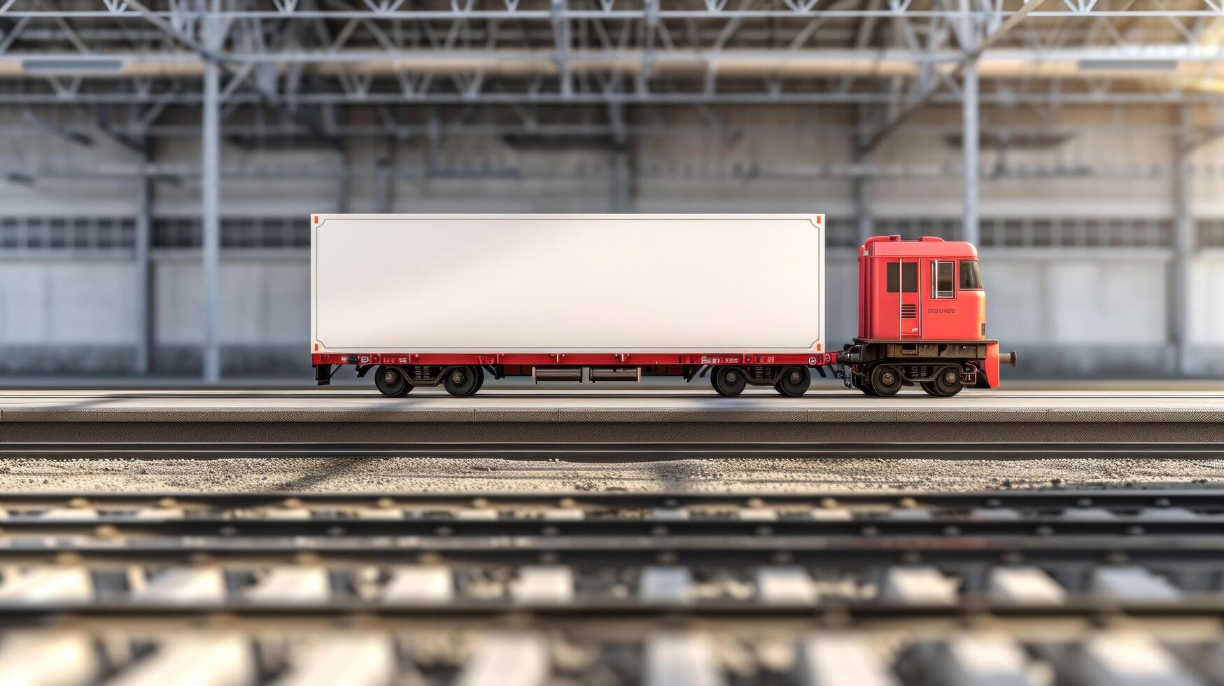 AI generated Train delivery advertisment background with copy space photo