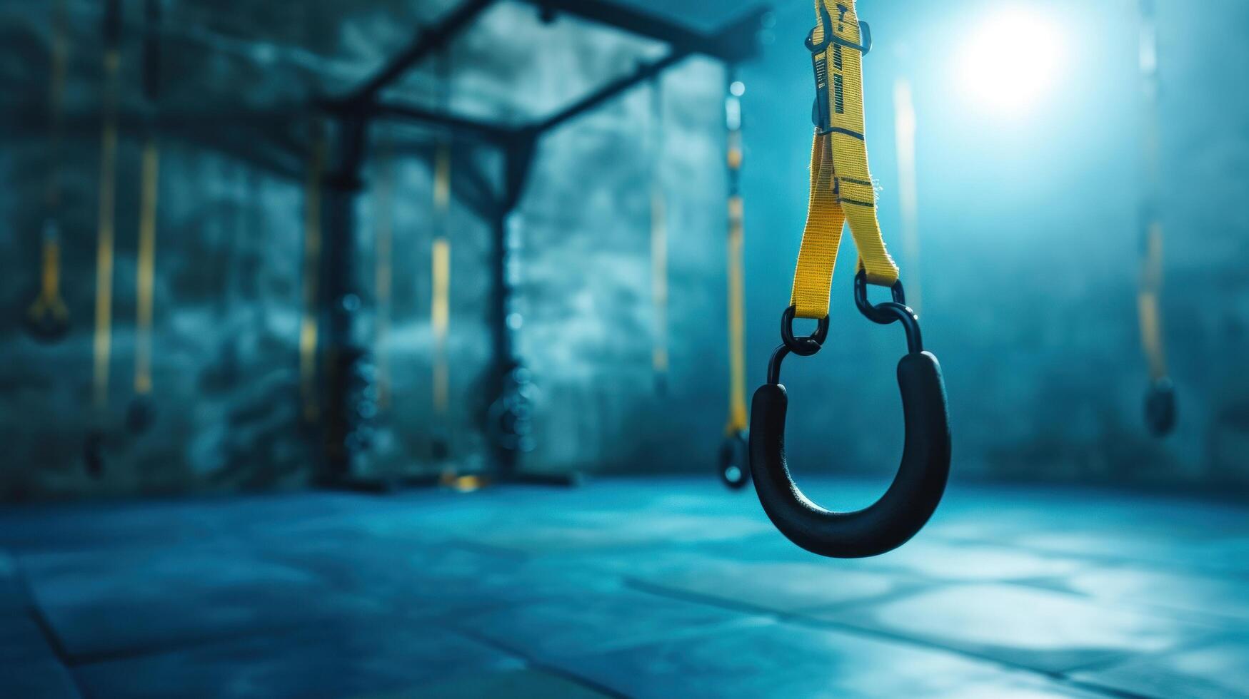 AI generated TRX training advertisment background with copy space photo