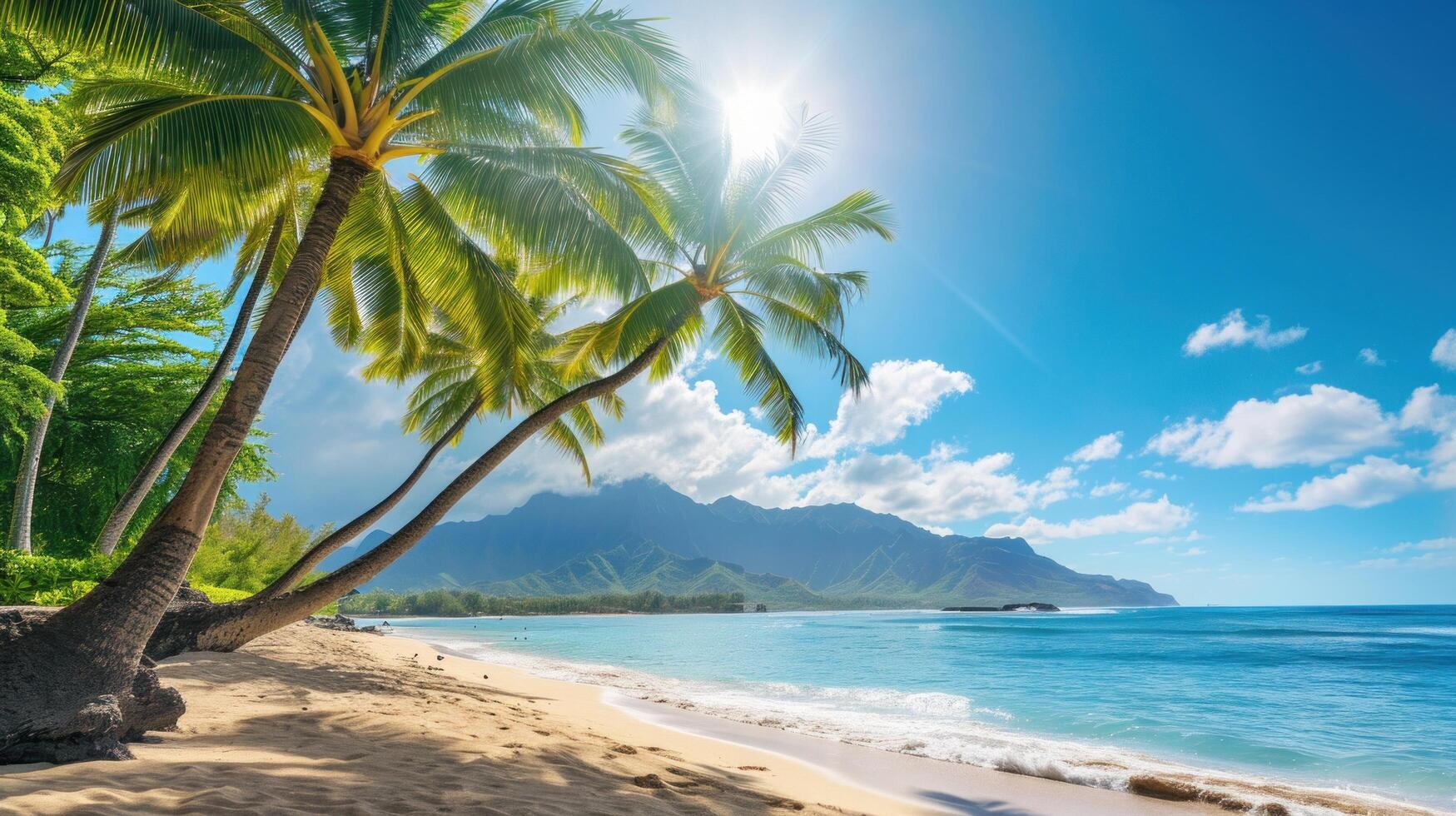 AI generated Travelling to Hawaii advertisment background with copy space photo