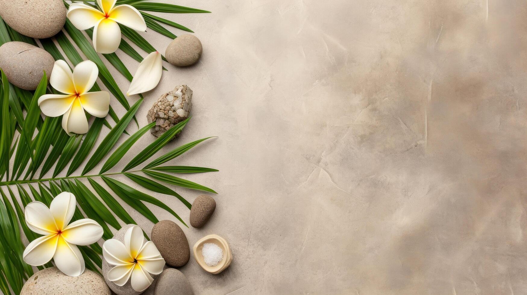 AI generated Spa salon advertisment background with copy space photo