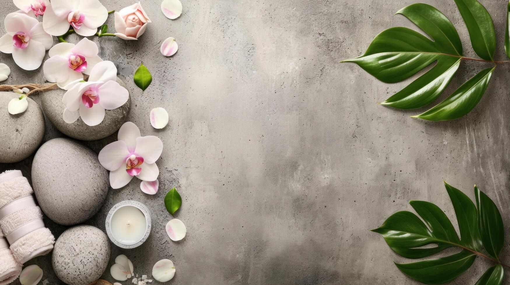 AI generated Spa salon advertisment background with copy space photo