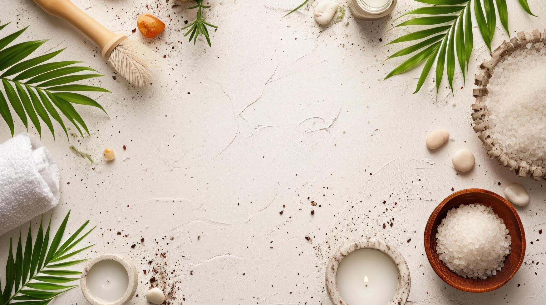 AI generated Spa salon advertisment background with copy space photo