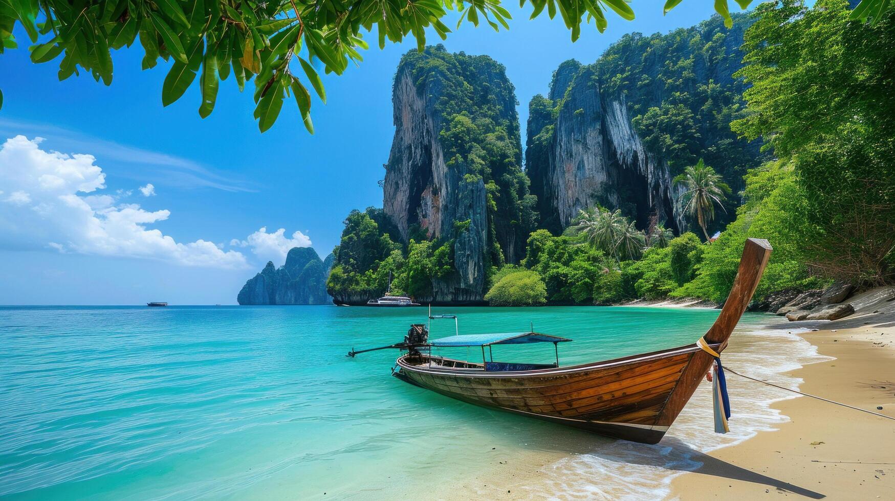 AI generated Travelling to Thailand advertisment background with copy space photo